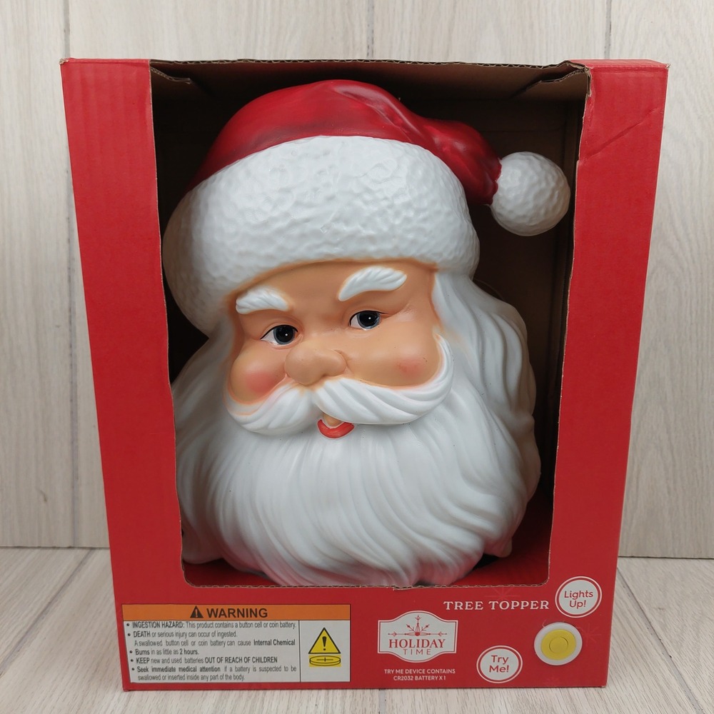 Holiday Time Light Up Santa‎ Claus Christmas Tree Topper Decoration Festive